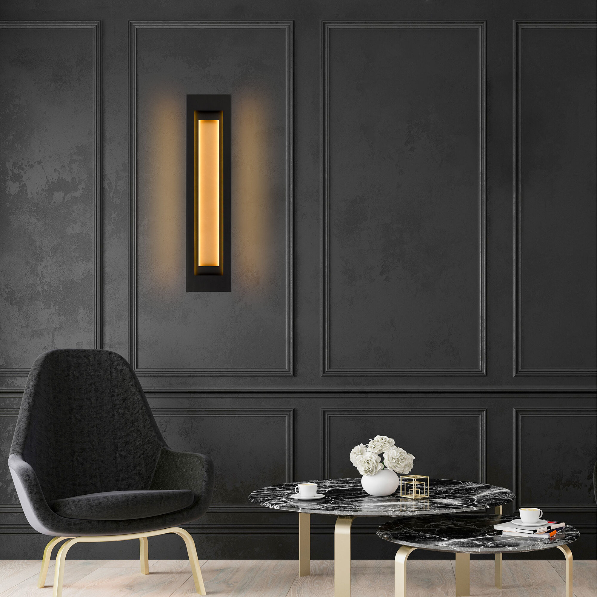 Layer LED 38 inch Sand Black Outdoor Wall Sconce